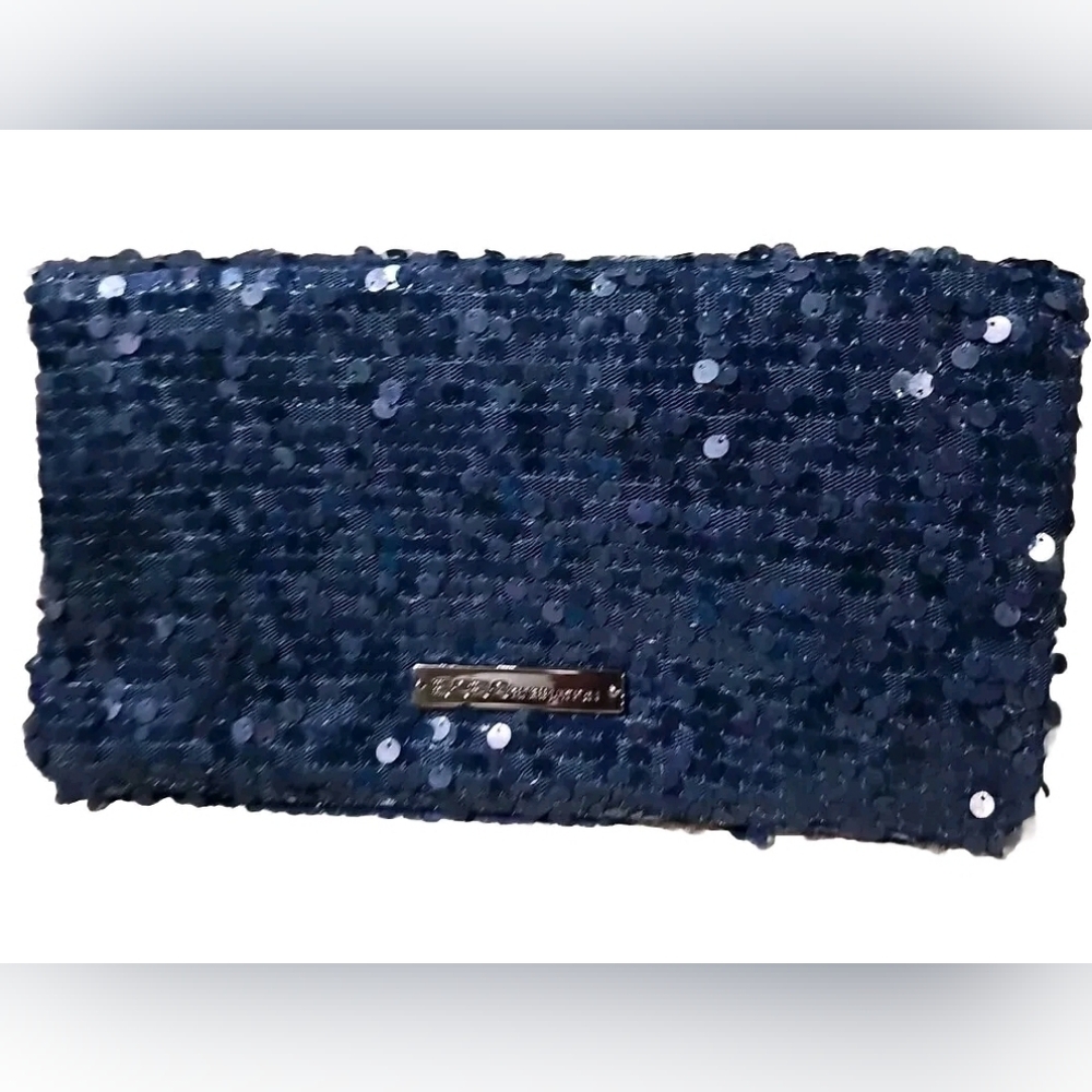 BCBGeneration Clutch Bag Two-Fold Baltic Blue Magnetic Sequin